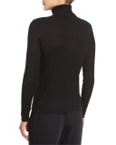 Ribbed Silk-Blend Turtleneck Sweater