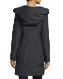 Hooded Zip-Front Parka, Nero