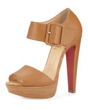Haute Retene 140mm Leather Red Sole Sandal, Noisette