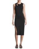 Caia Sleeveless Cutout Jersey Dress, Black