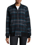 Plaid Bomber Jacket, Navy