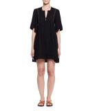 Anabel Embroidered Jersey Dress, Black