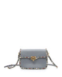 Rockstud Rolling Leather Shoulder Bag, Light Gray