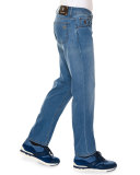 Five-Pocket Straight-Leg Denim Jeans, Blue