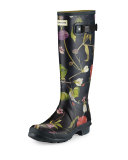 Original Tall Floral-Print Rain Boot, Black/Multi