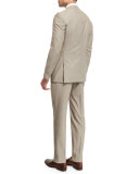 Narrow-Stripe Two-Piece Wool Suit, Khaki