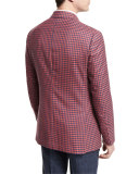 Check Two-Button Sport Coat, Red/Blue