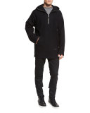 Coated Five-Pocket Moto Jeans, Black