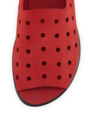 Edwina Perforated Open-Toe Slip-On, Red