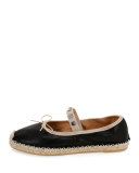 Rockstud Leather Ballerina Espadrille Flat