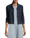 Organic Linen Jean Jacket, Denim, Plus Size