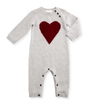 Missy Cashmere Heart Coverall, Light Gray Melange, Size 3-18 Months