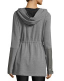 Traveler Long Jacket w/Leather Trim, Heather Gray/Black