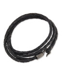 Braided Leather Bracelet, Black
