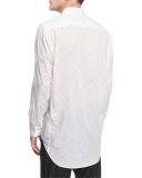 Printed Long-Sleeve Sport Shirt, White