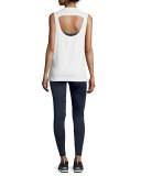 Palms Zip-Detail Compression Running Tights, Navy