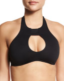 Keyhole-Front Swim Top, Black