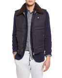 Cashmere Three-Button Knit Jacket, Blue