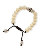 New World White Bone Bead Bracelet w/Diamonds