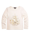 Ariana Long-Sleeve Chandelier Tee, Gold/Muslin, Size 2-6