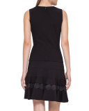 Dot-Lace Sleeveless Top, Navy
