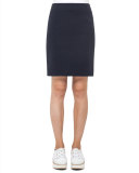 Waffle Jersey Pencil Skirt, Blue Denim/Black