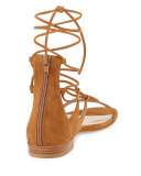 Tie-Up Suede Gladiator Sandal, Camel