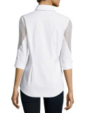 Nanette Organza-Inset Button-Front Blouse