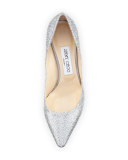 Romy Glitter Pointed-Toe 60mm Pump, Silver