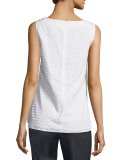 Geo Fil Coupé Scoop-Neck Shell, White