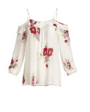 Birtha Floral-Print Cold-Shoulder Top, White