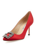 Hangisi Crystal-Buckle Satin 70mm Pump