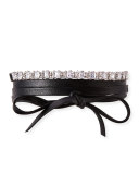 Leather Wrap Choker w/ Baguette Crystals, Clear
