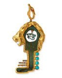 Antiquity Bronze Roman Lion Key Pendant with Diamonds