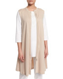 Easy Luxe Pima Cotton Long Zip-Front Vest 