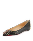 Goldoflat Spiked Red Sole Ballerina Flat, Black