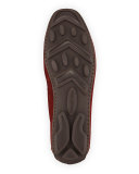 Hamptons Printed Suede Driver, Dark Red