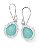 Rock Candy Teardrop Earrings in Turquoise Doublet with Diamonds, 28mm