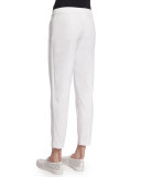Crosby Zipper-Cuff Ankle Pants, Blanc 