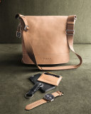 North/South Leather Messenger Bag