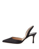 Carolyne Glitter Mid-Heel Halter Pump, Black