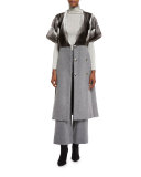 Wide-Leg Wool Pants, Gray