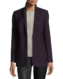 Bonnie One-Button Stretch-Wool Blazer, Aubergine