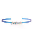 Cosmos Star-Row Titanium Bracelet with Diamonds, Blue