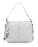 Remy Chevron Snake-Embossed Crossbody Bag, Dove