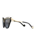 Lusciousness Cat-Eye Sunglasses, Gold/Black