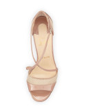 Slikova Patent Mesh Red Sole Sandal, Nude