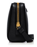 Medium Leather Cosmetics Bag, Black
