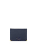 Gancini Icona Saffiano Card Case, Oxford Blue