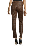 Snake-Print Ponte Skinny Pants 